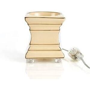 Gold Canyon Candles Ecru Warmer for wax melts & fragrance oils w/ glass dish NIB